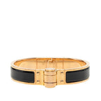 Hermes Charniere PM Bangle Bracelet Pink Gold Black Plated Enamel