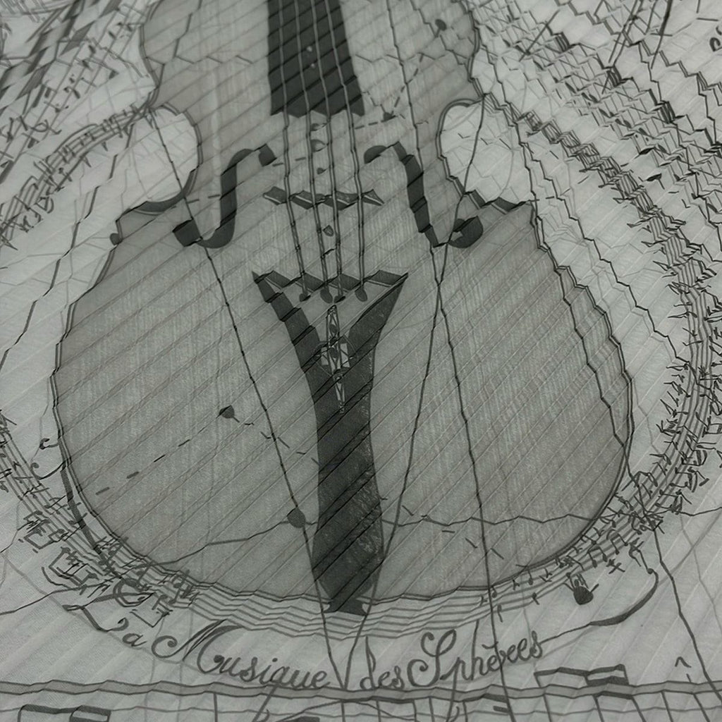 Hermes Scarf Carre 90 Greige la Musique Des Spheres Pleats Silk — view 4