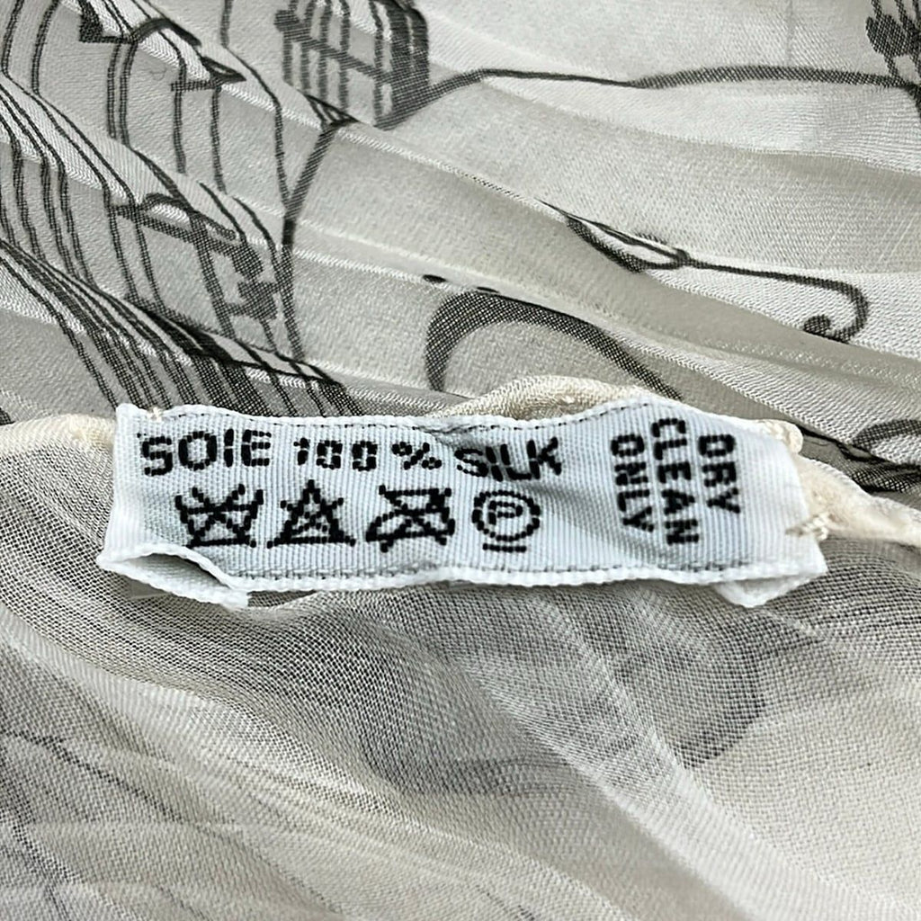 Hermes Scarf Carre 90 Greige la Musique Des Spheres Pleats Silk — view 3