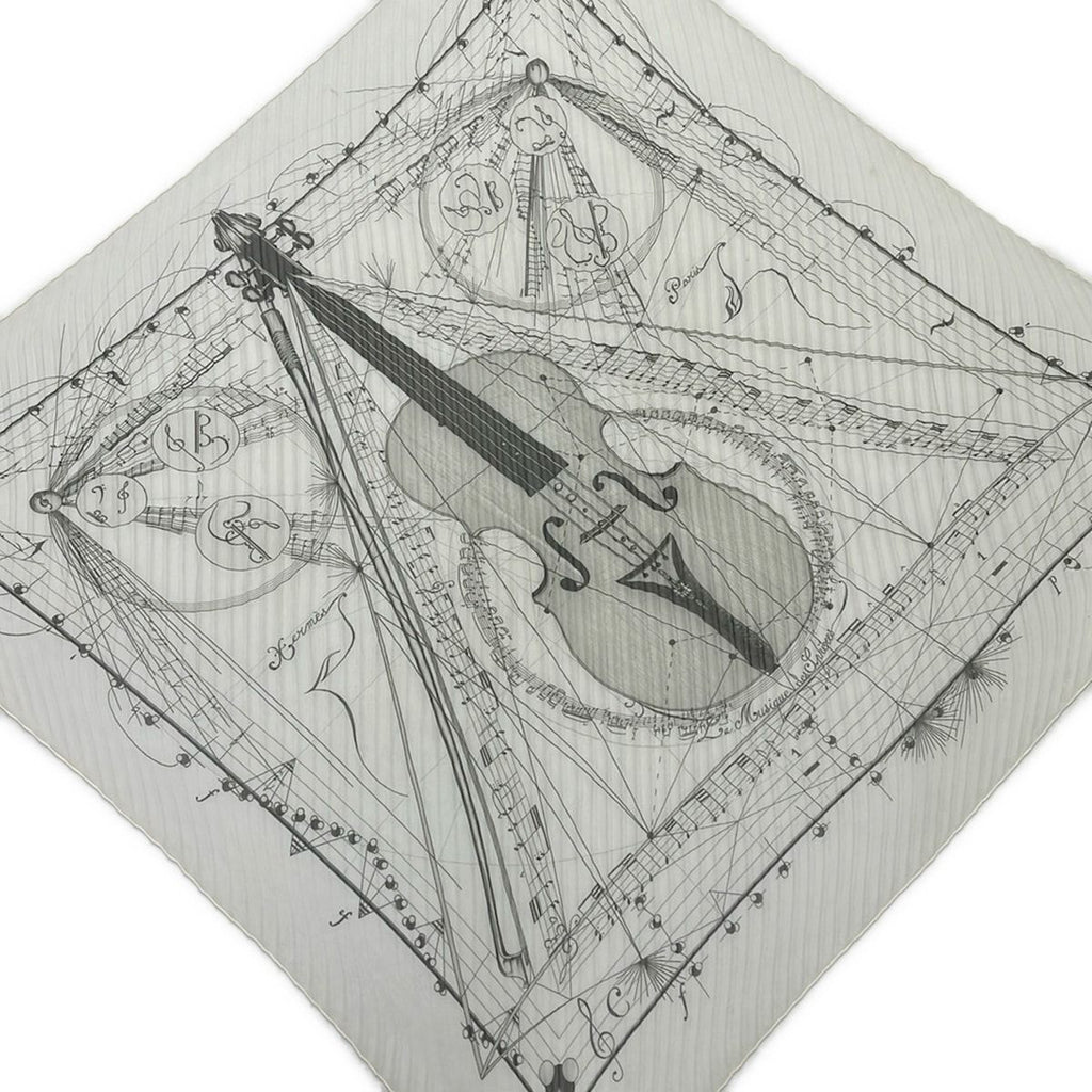 Hermes Scarf Carre 90 Greige la Musique Des Spheres Pleats Silk
