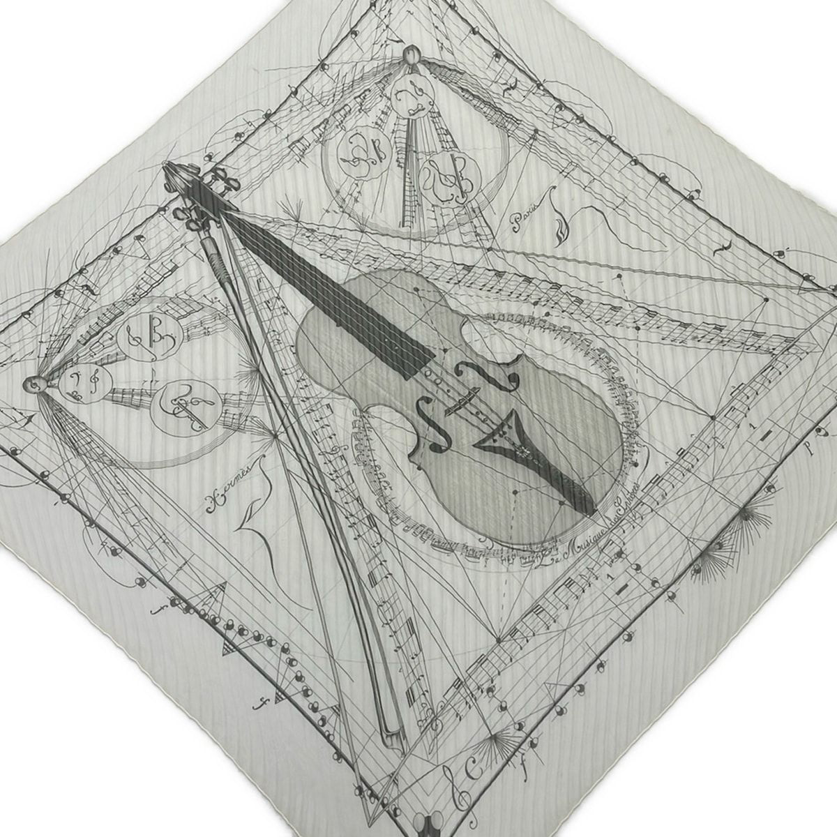 Hermes Scarf Carre 90 Greige la Musique Des Spheres Pleats Silk