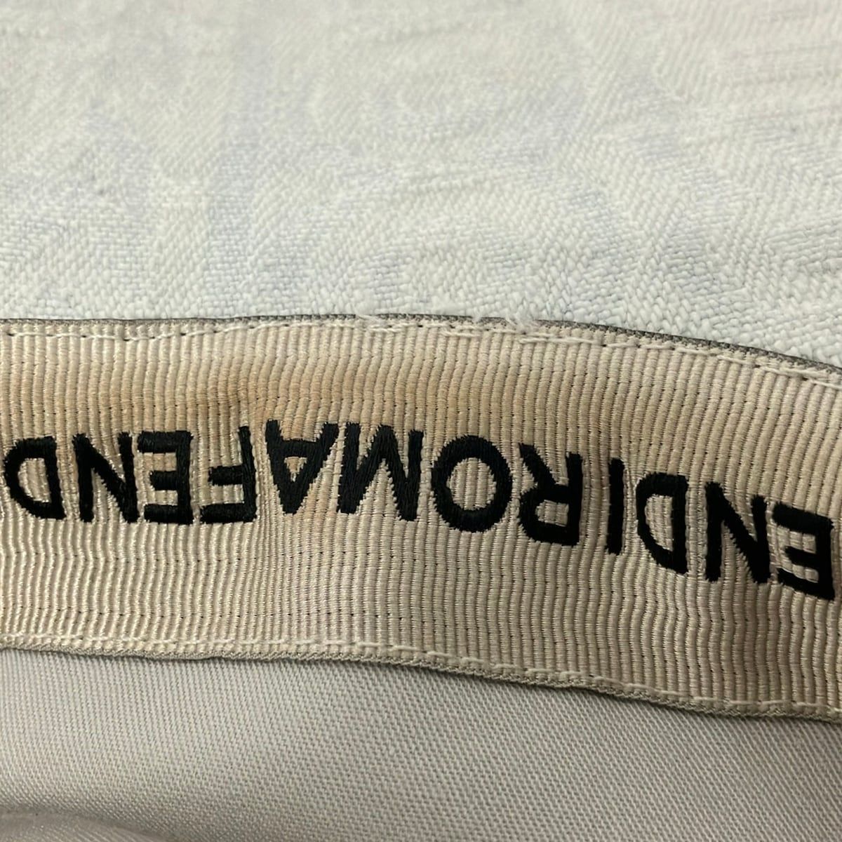 Fendi Cap 58.0 White Light Gray Denim Logo Distressed Hat — view 8