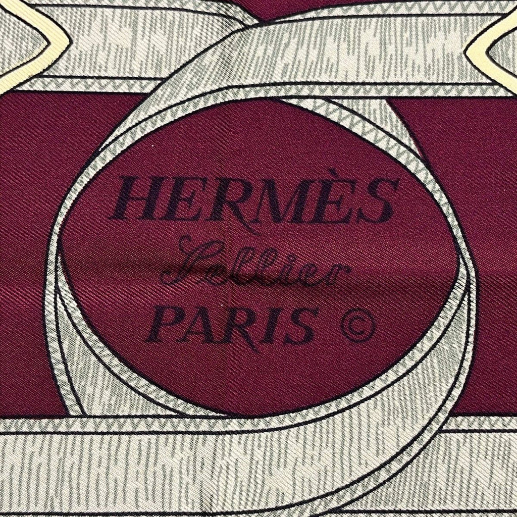 Hermes Scarf Carre 90 Bordeaux Yellow Multi Eperon D'or — view 2