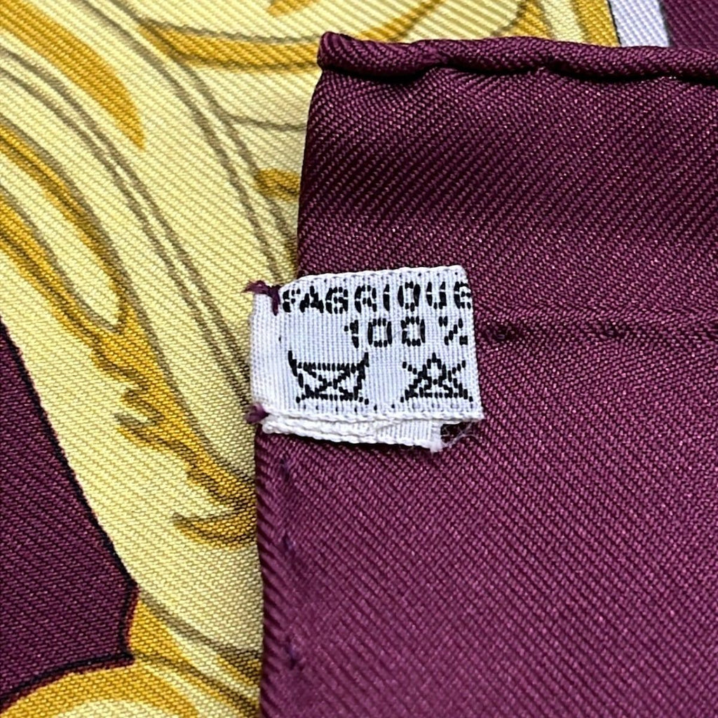 Hermes Scarf Carre 90 Bordeaux Yellow Multi Roue Arriere du Carrosse Imperial — view 3