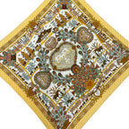 Hermes Scarf Carre Plisse Dark Yellow Multi D'ecoupages