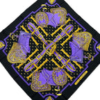Hermes Scarf Carre 90 Black Navy Multi Selles Housse