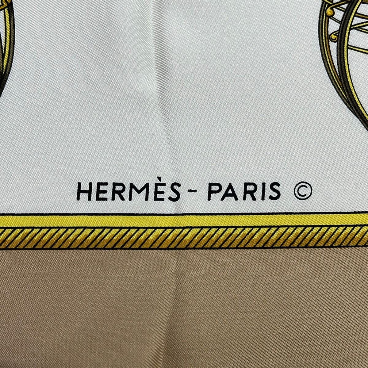 Hermes Scarf Carre 90 White Beige Multi les Voitures Transformation — view 2