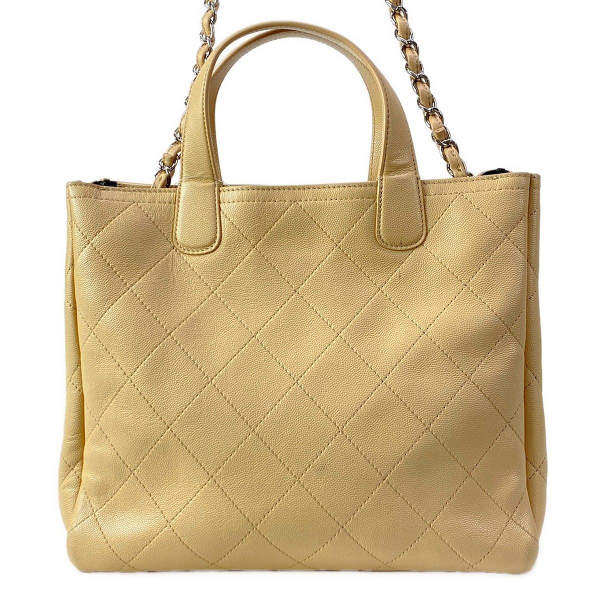 Chanel Shoulder Bag Beige Chain 2-Way Silver — view 3