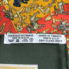 Hermes Scarf Petit Carre Red Khaki Multi Chasse en Inde — view 4