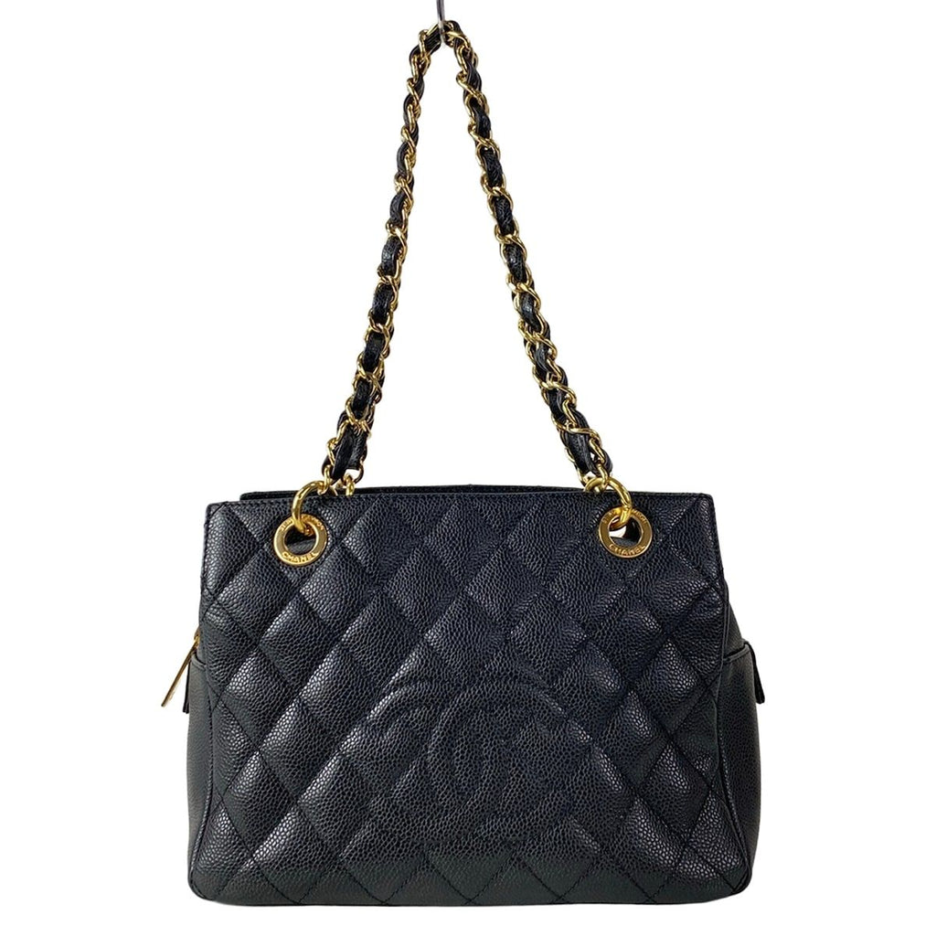 Chanel Tote Bag Reprint Chain Black Shoulder Gold