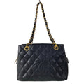 Chanel Tote Bag Reprint Chain Black Shoulder Gold