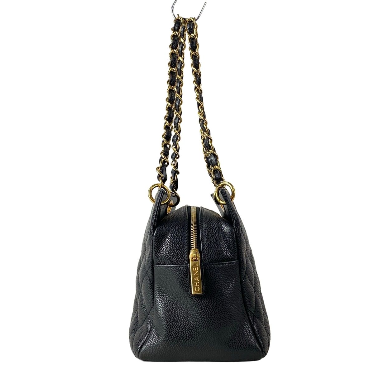 Chanel Tote Bag Reprint Chain Black Shoulder Gold — view 2