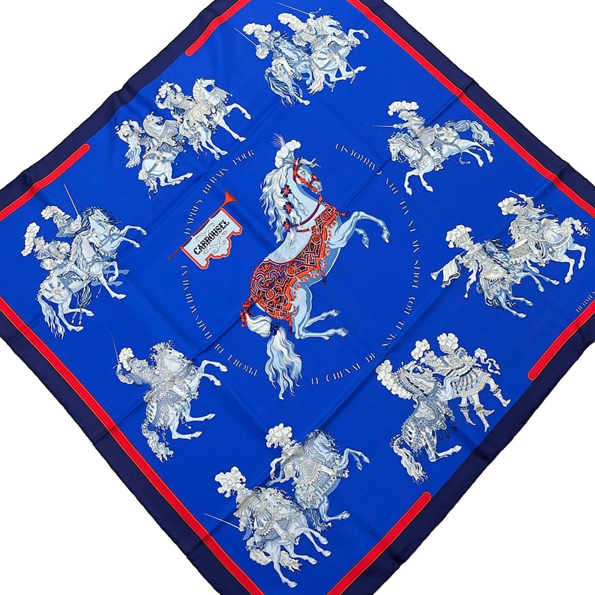Hermes Scarf Carre 90 Blue Light Multi Carrousel