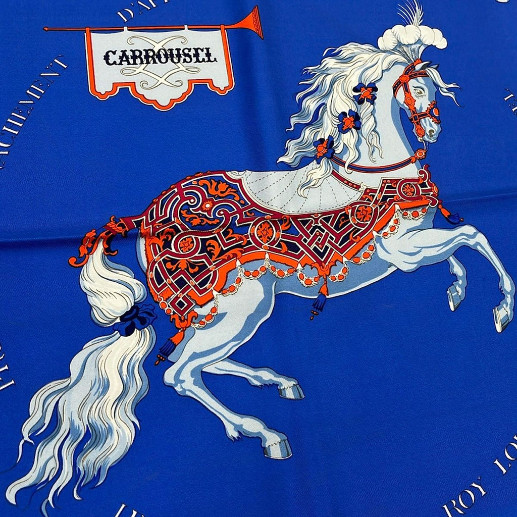 Hermes Scarf Carre 90 Blue Light Multi Carrousel — view 5