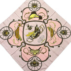 Hermes Scarf Carre 90 Pink Brown Multi Springs