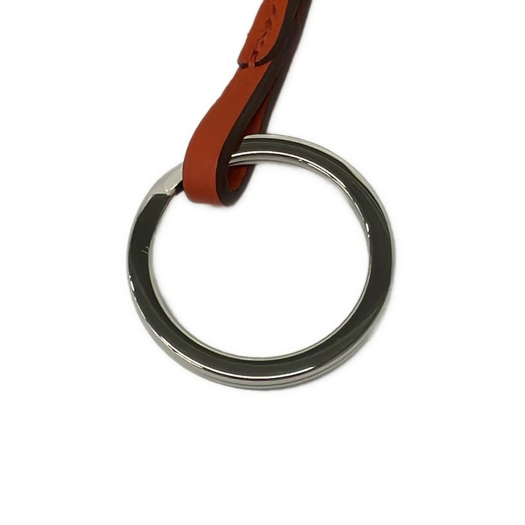 Hermes Key Holder Key Clochette with Key Ring Orange Silver Leather — view 5