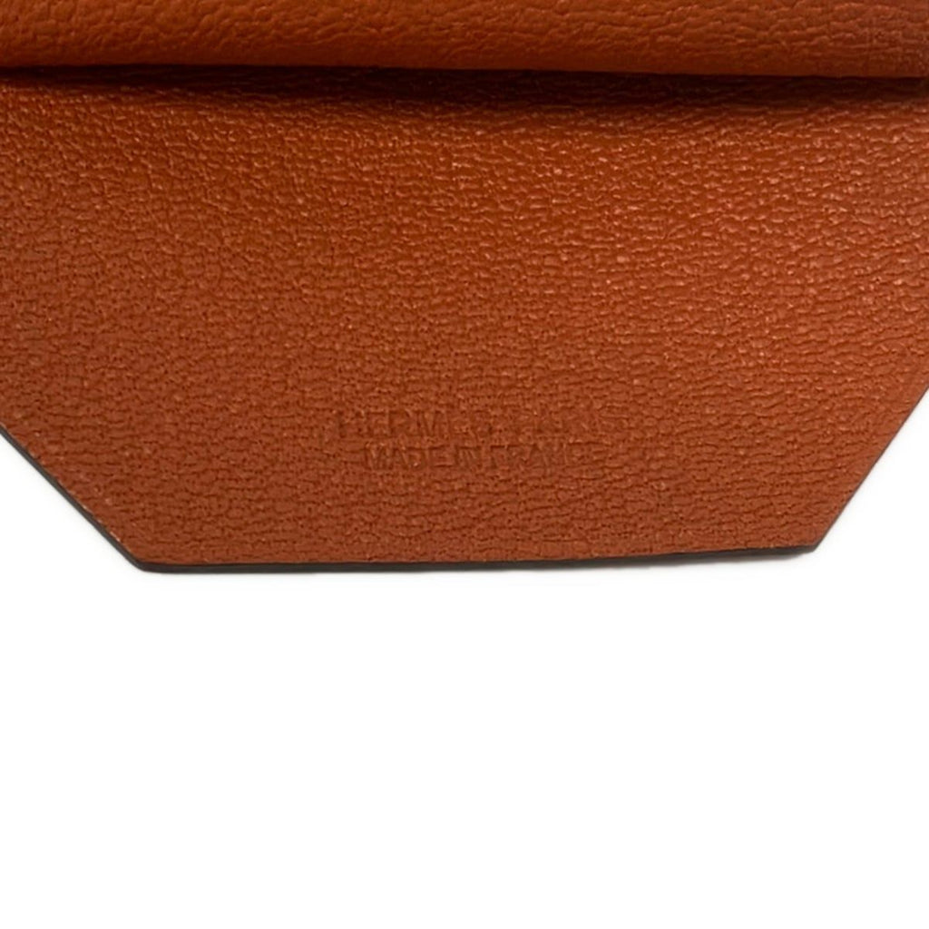 Hermes Key Holder Key Clochette with Key Ring Orange Silver Leather — view 3