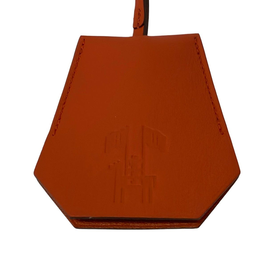 Hermes Key Holder Key Clochette with Key Ring Orange Silver Leather — view 4