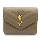 Saint Laurent Paris Trifold Wallet Cassandra Brown Leather