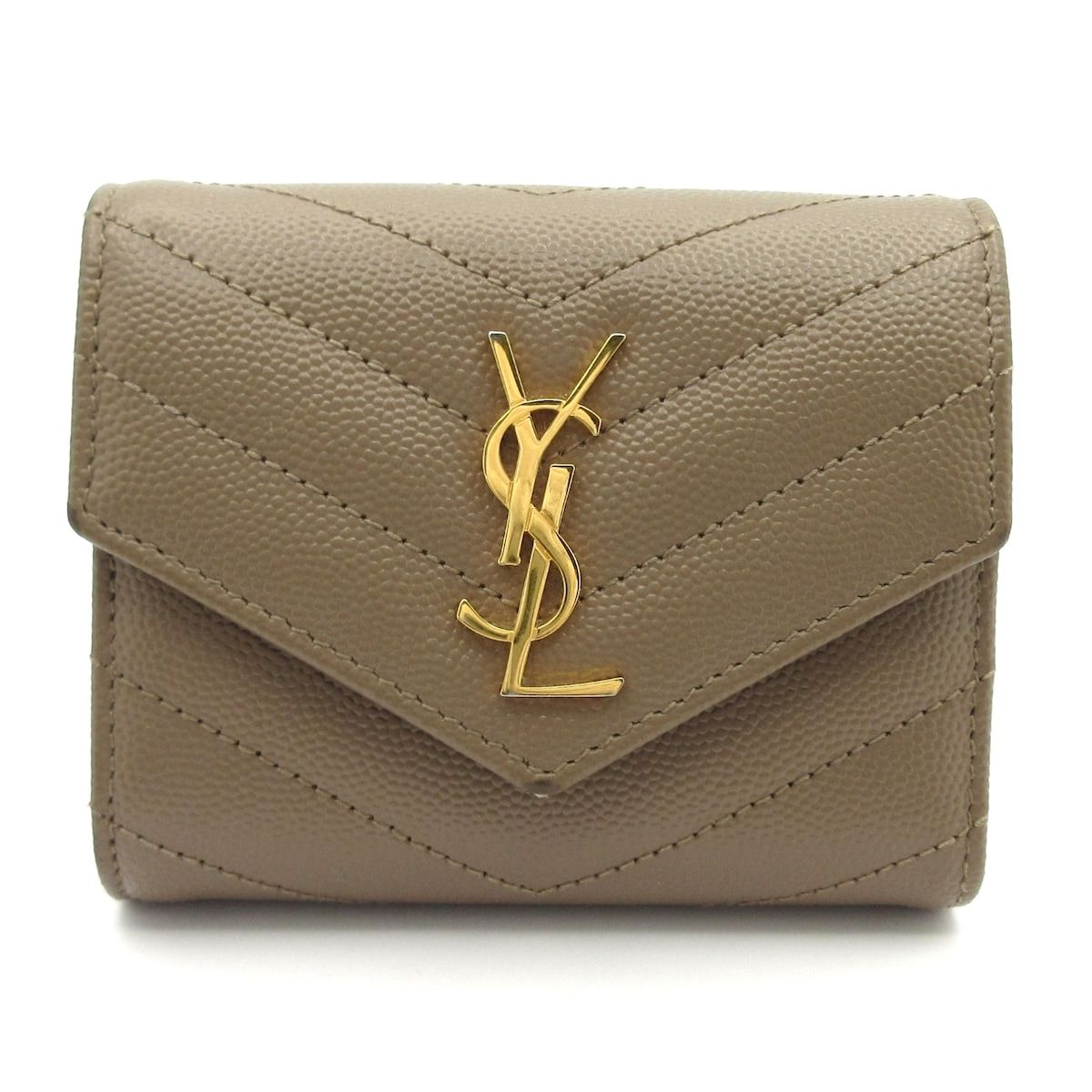 Saint Laurent Paris Trifold Wallet Cassandra Brown Leather