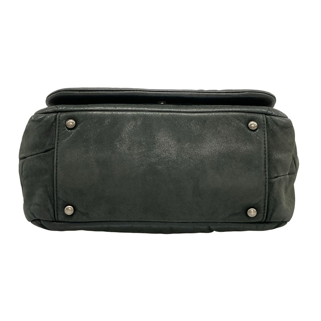 Chanel Shoulder Bag Dark Gray Chain Silver Leather — view 5