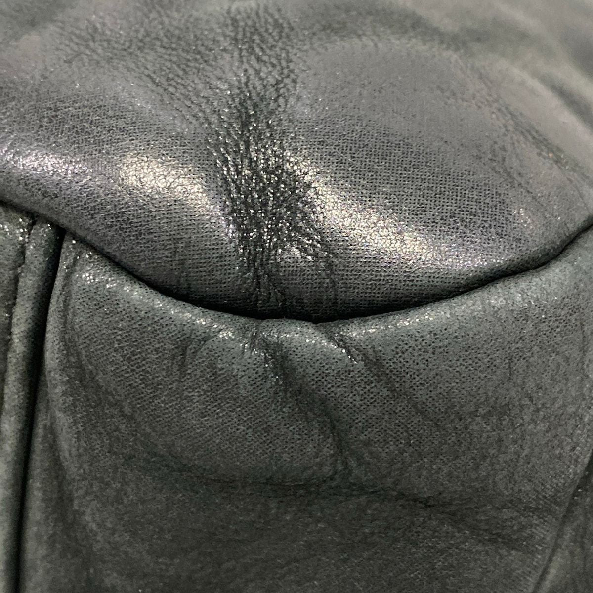 Chanel Shoulder Bag Dark Gray Chain Silver Leather — view 8