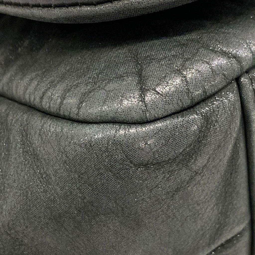 Chanel Shoulder Bag Dark Gray Chain Silver Leather — view 7
