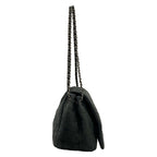 Chanel Shoulder Bag Dark Gray Chain Silver Leather — view 2