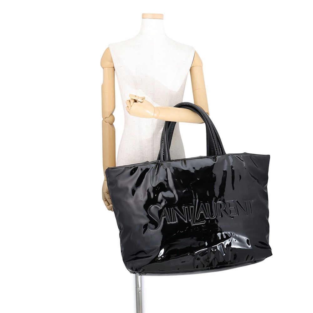 Saint Laurent Paris Tote Bag Logo Maxi Patent Leather Black — view 4