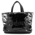 Saint Laurent Paris Tote Bag Logo Maxi Patent Leather Black