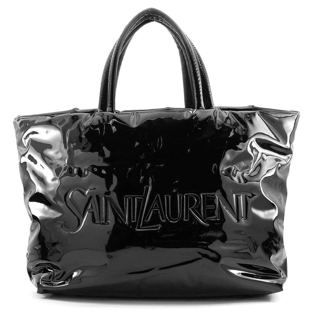 Saint Laurent Paris Tote Bag Logo Maxi Patent Leather Black