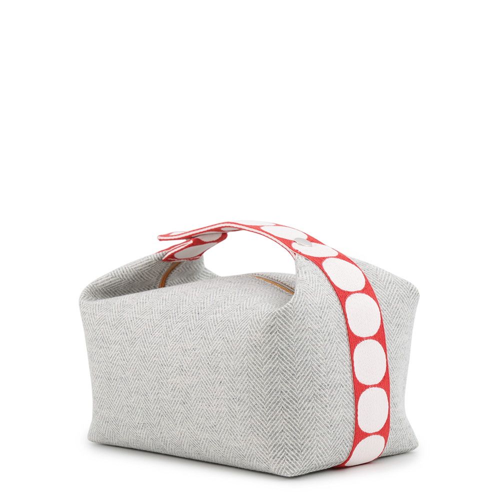 Hermes Pouch Bride-a-Brac GM Animo Block Granit Silver Wool Toile Chevron — view 2