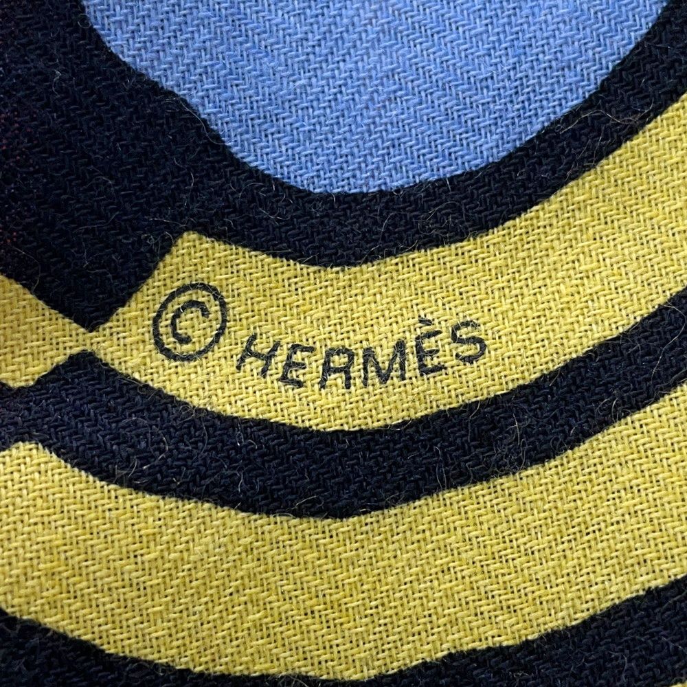 Hermes Shawl Triangle Jian Cheval Veigues Vague Cashmere Silk Scarf — view 3