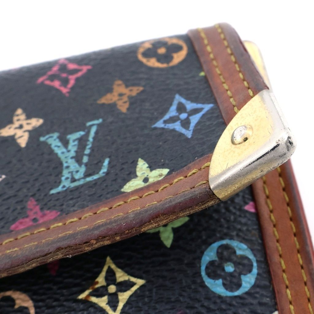 Louis Vuitton Porte Tresor Monogram Multicolor Leather Wallet Trifold Black — view 6