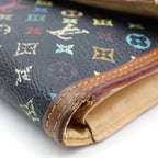Louis Vuitton Porte Tresor Monogram Multicolor Leather Wallet Trifold Black — view 5