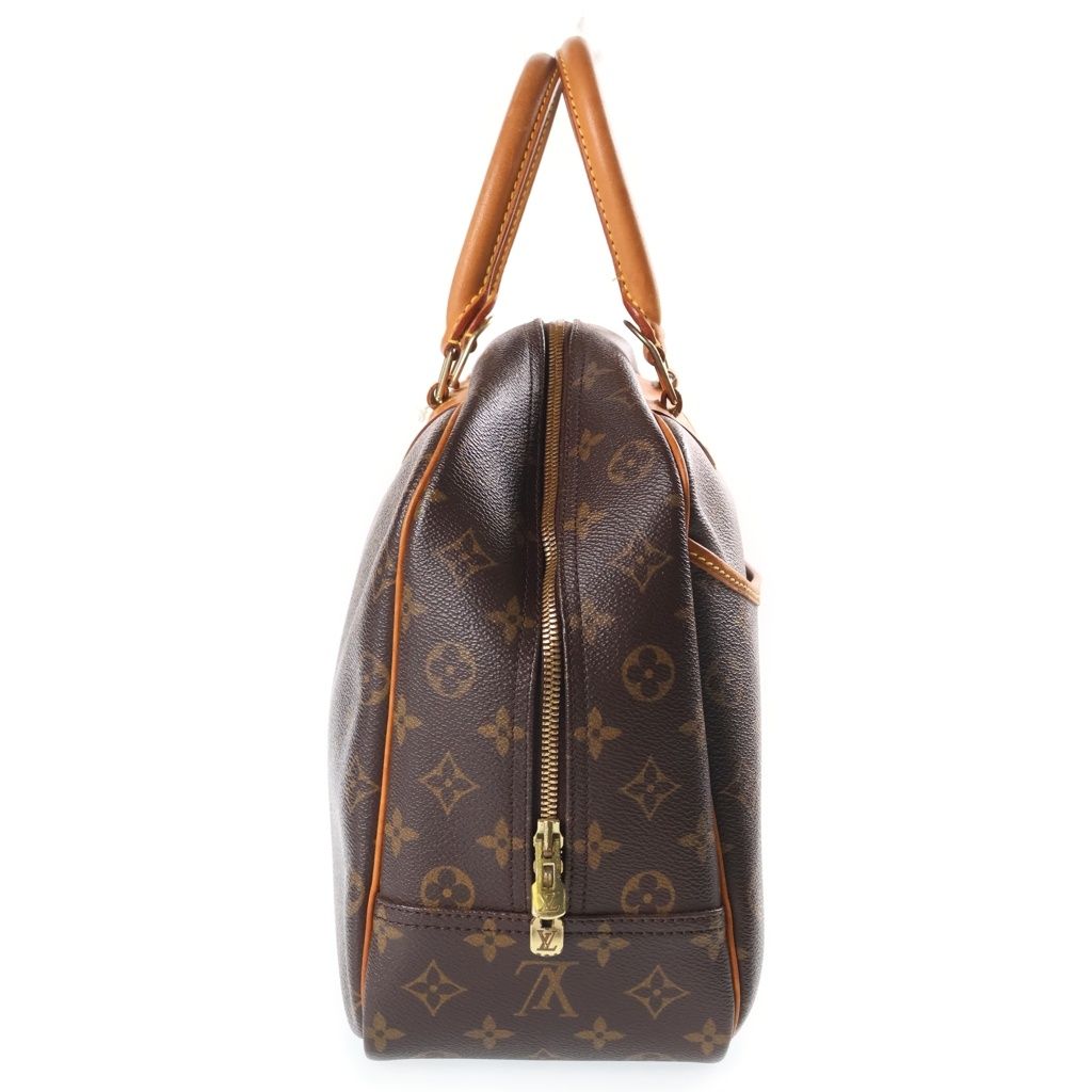 Louis Vuitton Monogram Deauville Handbag Brown Leather Gold — view 3