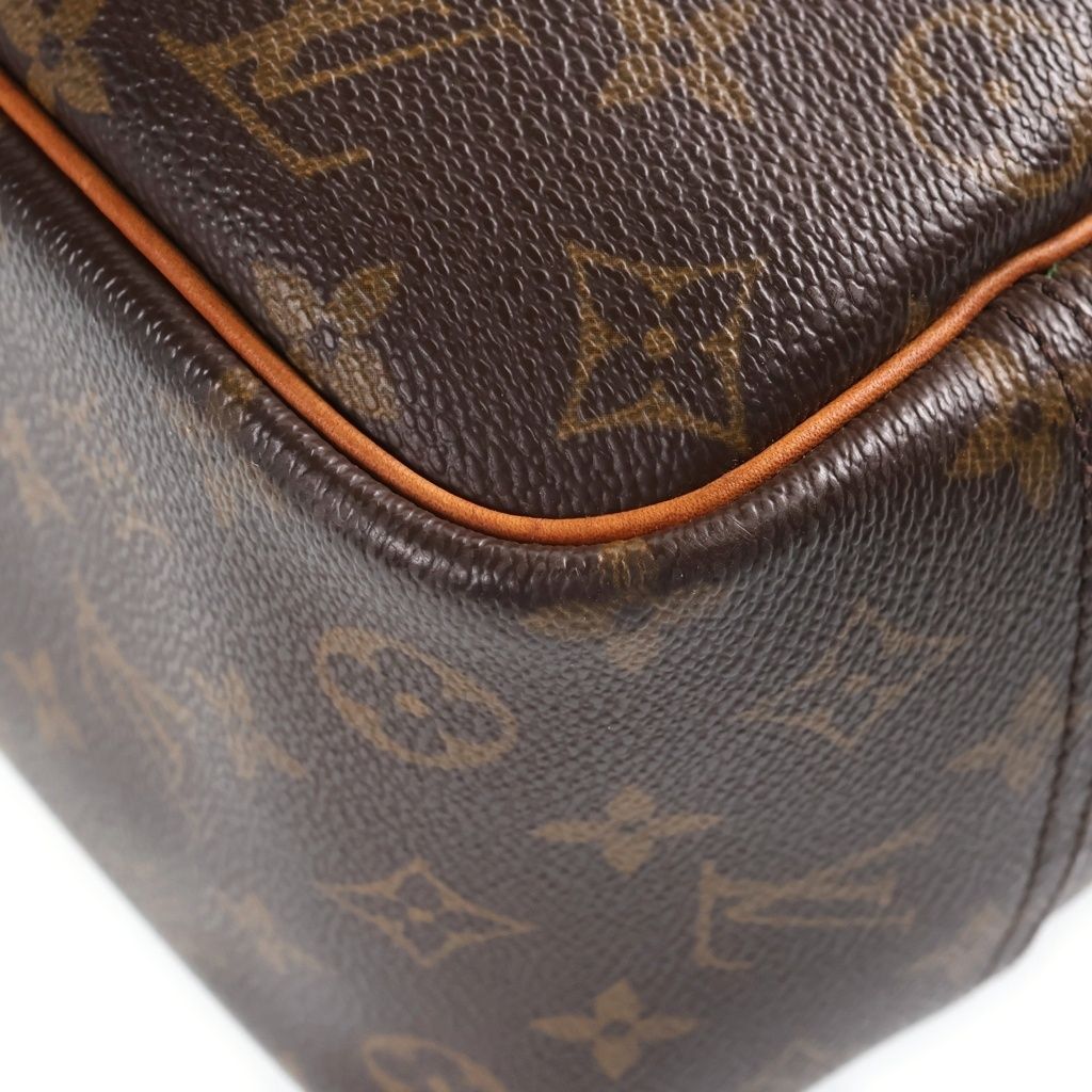 Louis Vuitton Monogram Deauville Handbag Brown Leather Gold — view 5
