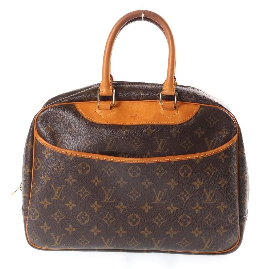 Louis Vuitton Monogram Deauville Handbag Brown Leather Gold