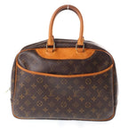 Louis Vuitton Monogram Deauville Handbag Brown Leather Gold