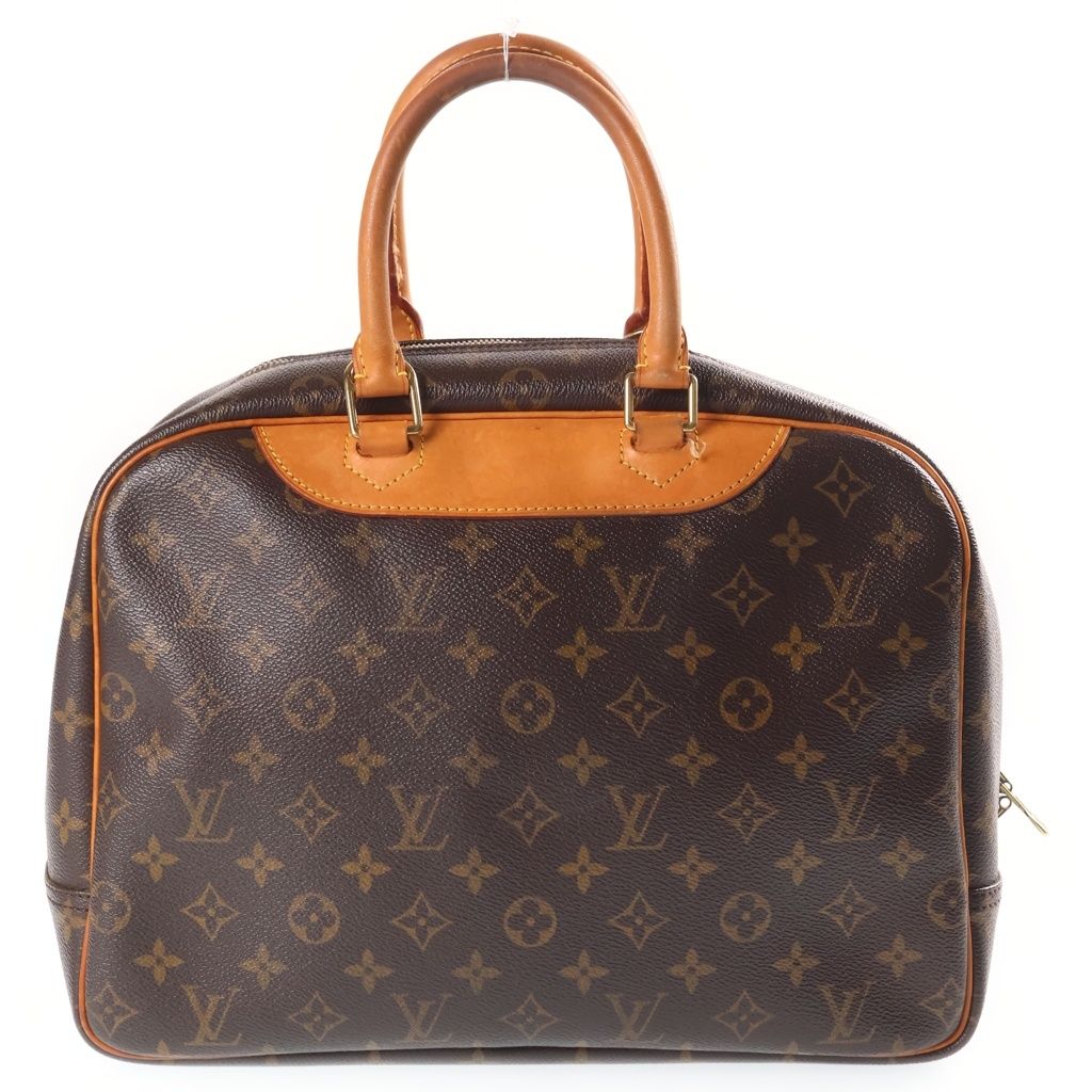 Louis Vuitton Monogram Deauville Handbag Brown Leather Gold — view 2