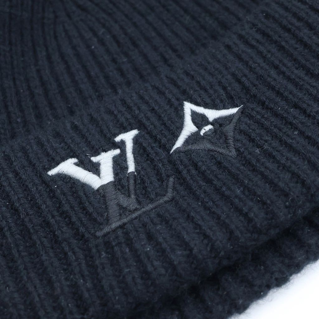 Louis Vuitton Cashmere LV Dual Beanie Knit Hat Black — view 5