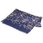 Louis Vuitton Monogram Linen Silk Large Shawl Navy Scarf