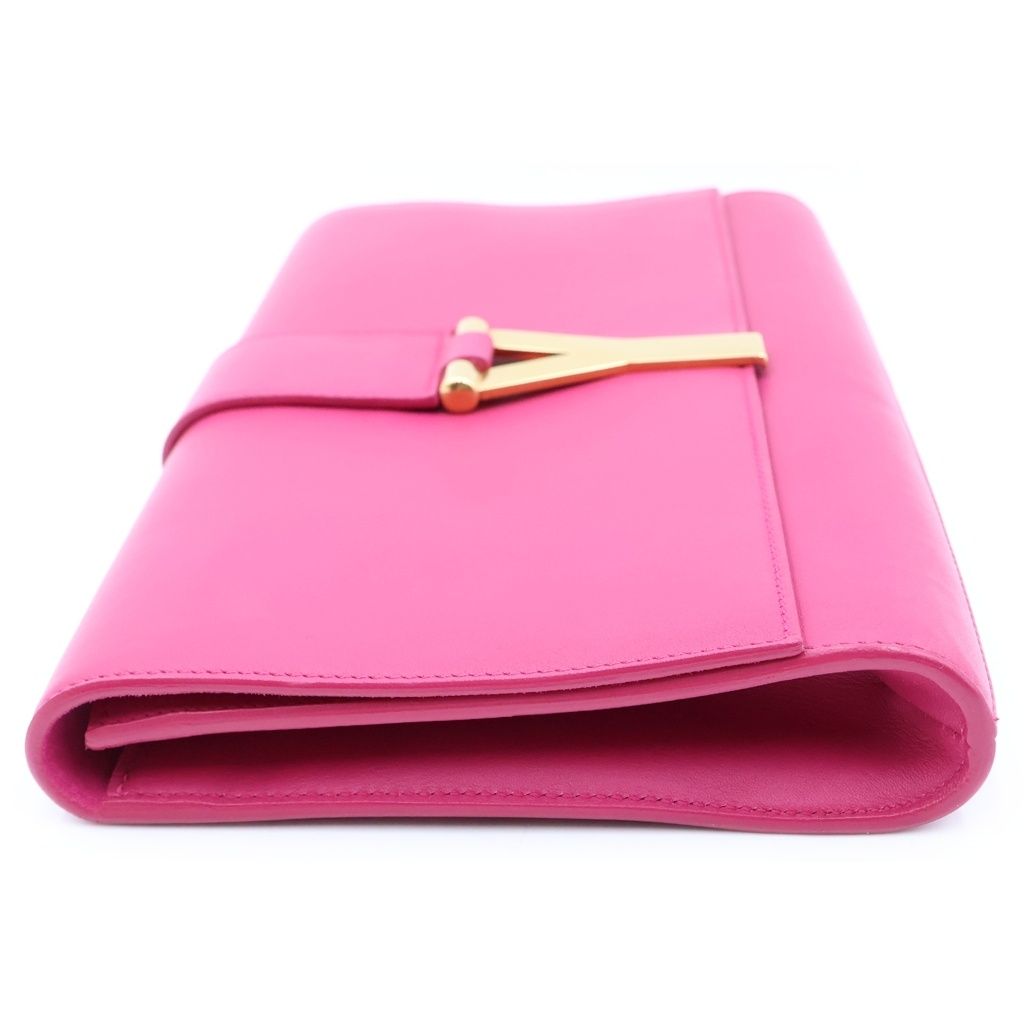 Saint Laurent Paris Y-line Leather Clutch Gold Pink — view 3