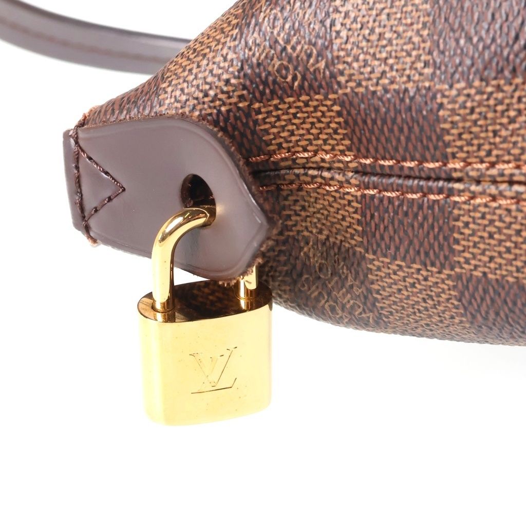 Louis Vuitton Damier Iena PM Tote Bag Brown Leather Gold — view 6