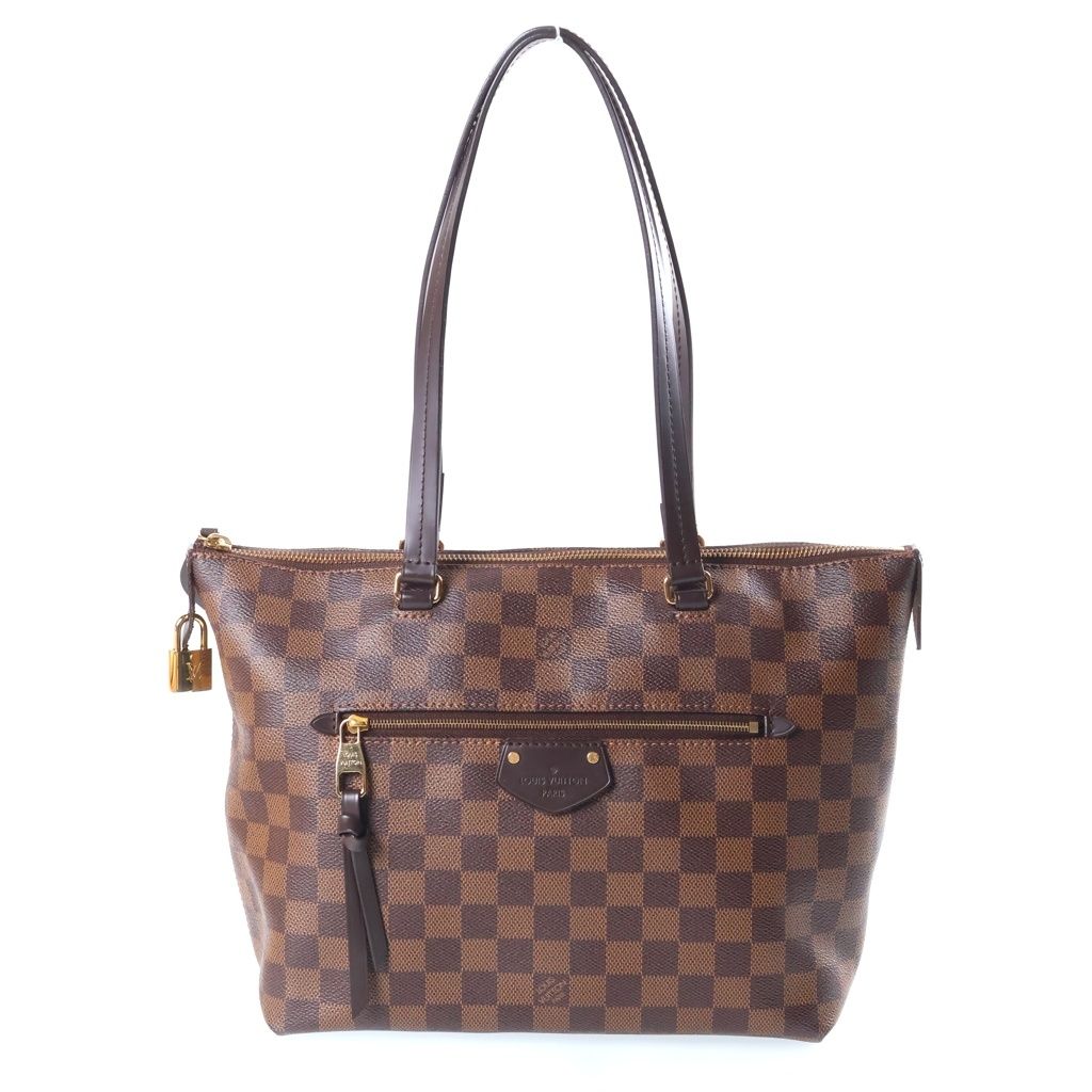 Louis Vuitton Damier Iena PM Tote Bag Brown Leather Gold