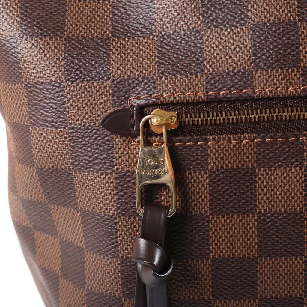 Louis Vuitton Damier Iena PM Tote Bag Brown Leather Gold — view 7