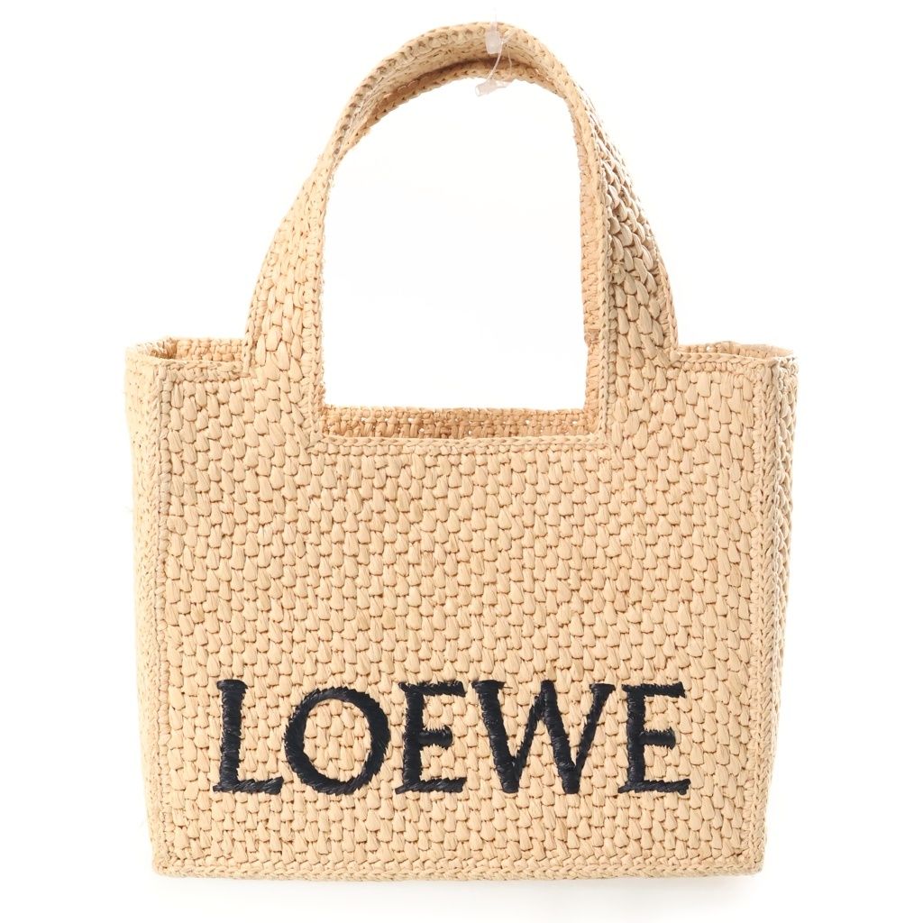 Loewe Font Tote Mini 2-Way Shoulder Bag Natural Brown