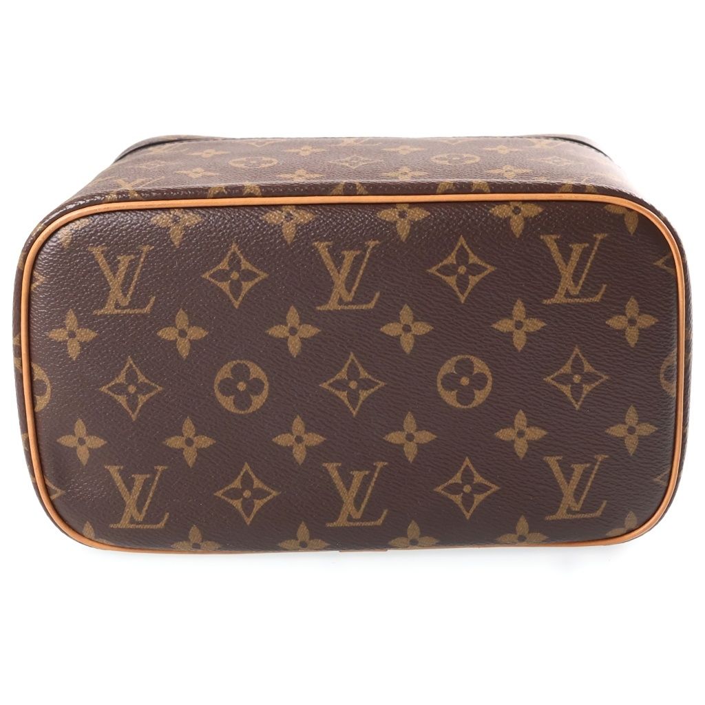 Louis Vuitton Monogram Nice BB Handbag Vanity Makeup Pouch Brown Leather Gold — view 4