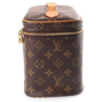 Louis Vuitton Monogram Nice BB Handbag Vanity Makeup Pouch Brown Leather Gold — view 3