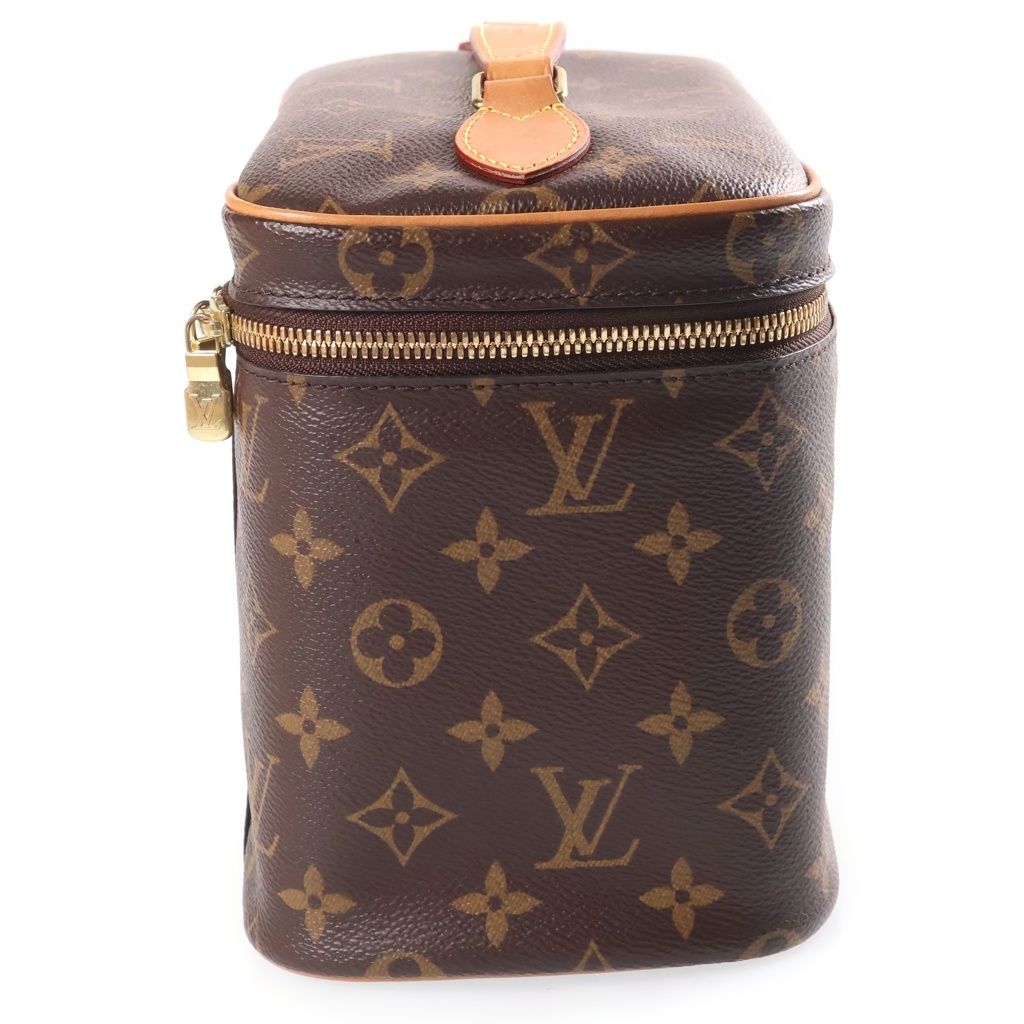 Louis Vuitton Monogram Nice BB Handbag Vanity Makeup Pouch Brown Leather Gold — view 3
